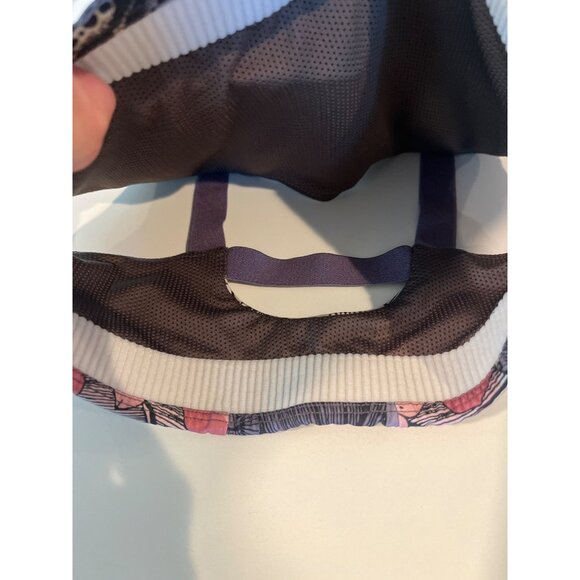 Nike Womens Floral Sports Bra With Adjustable Straps & Mesh Back In Purple & Pin - Picture 6 of 8